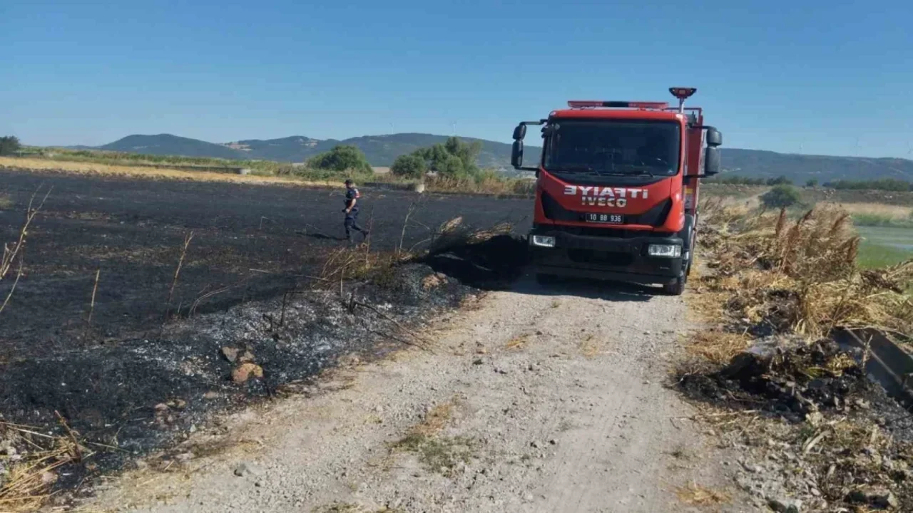 Gönen'de buğday tarlasında çıkan yangın kontrol altına alındı