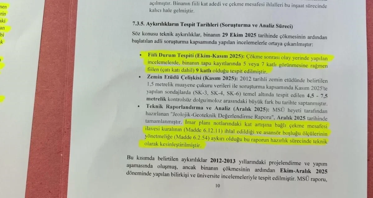 Gebze'de çöken bina raporu savcılığa sunuldu: Metro bağlantısı yok