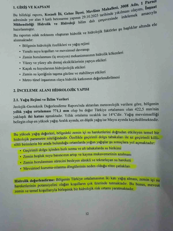Gebze'de çöken bina raporu savcılığa sunuldu: Metro bağlantısı yok