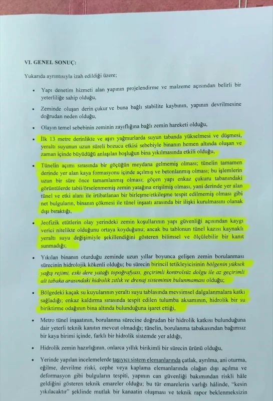 Gebze'de çöken bina raporu savcılığa sunuldu: Metro bağlantısı yok