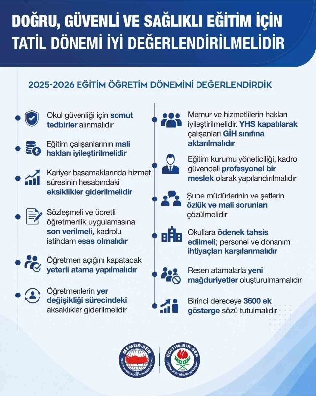 Eğitim-Bir-Sen'den tatil dönemi için eğitimde reform çağrısı