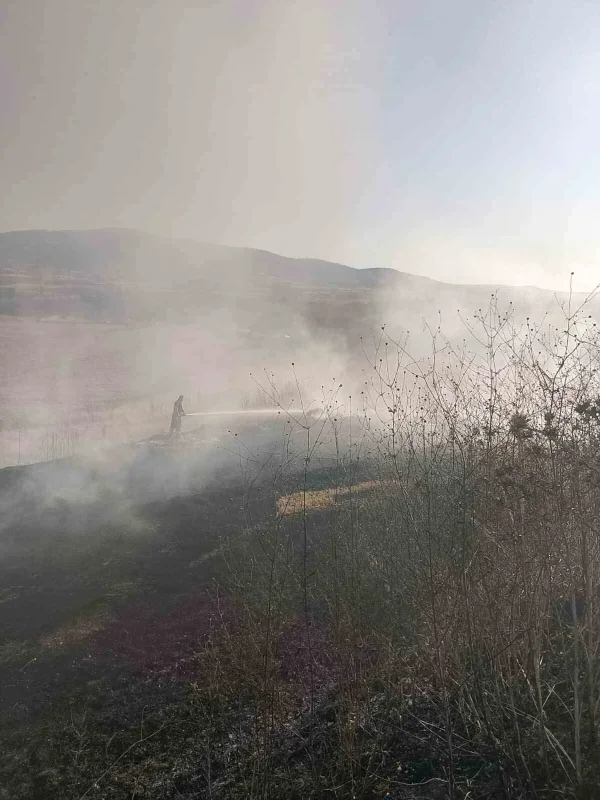 Susurluk'taki arazi yangını ekiplerin ortak müdahalesiyle söndürüldü
