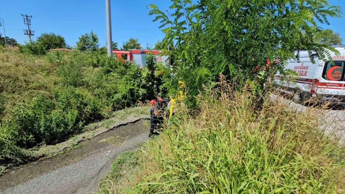 Sapanca'da otomobil ile taksi çarpıştı, sürücü dereye düştü