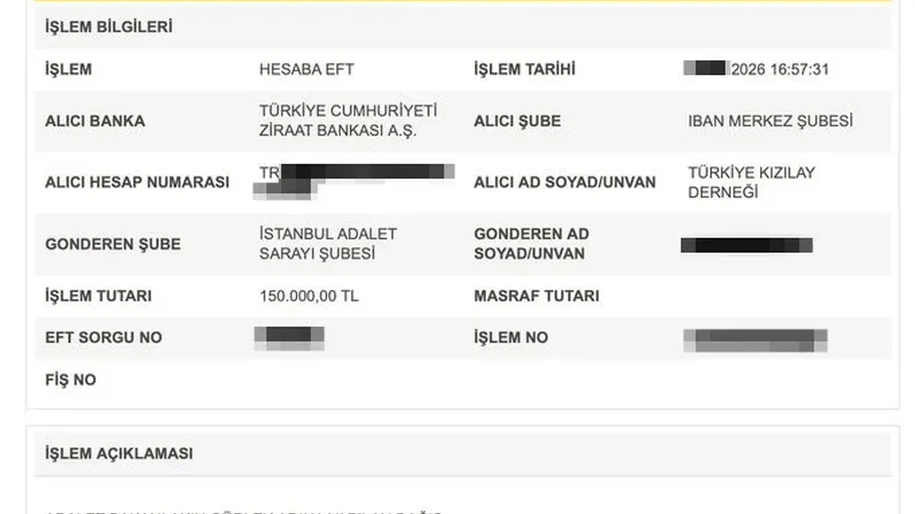 Akın Gürlek, Kızılay'a 150 bin lira bağışladığını açıkladı