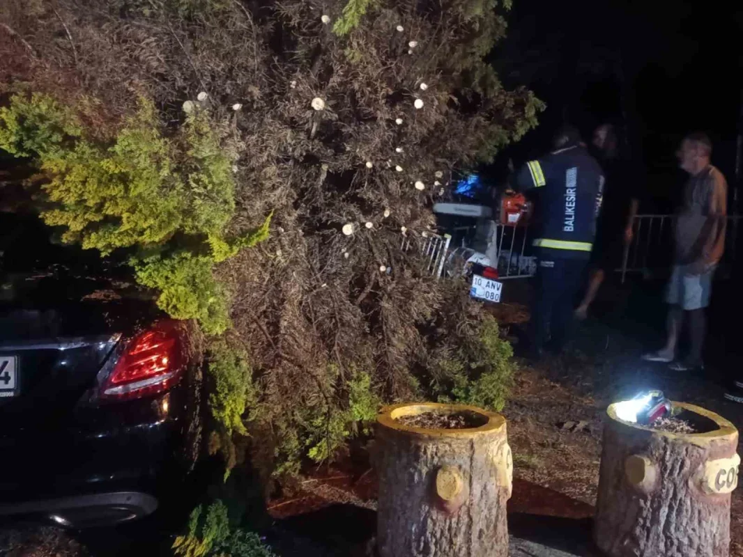 Erdek'te fırtına ve dolu: Ağaçlar devrildi, çatılar uçtu