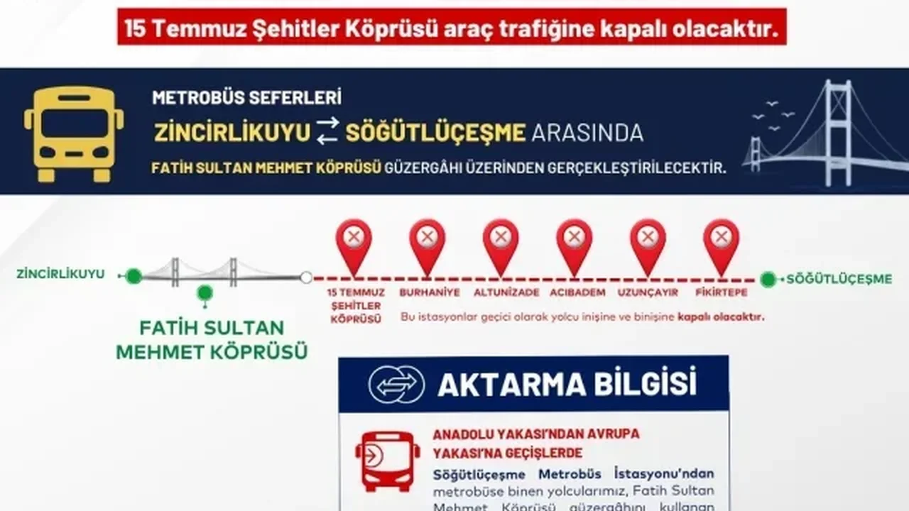15 Temmuz'da metrobüs güzergahı değişti: FSM Köprüsü kullanılacak