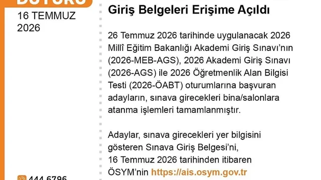 AGS ve ÖABT giriş belgeleri erişime açıldı: İşte saatler