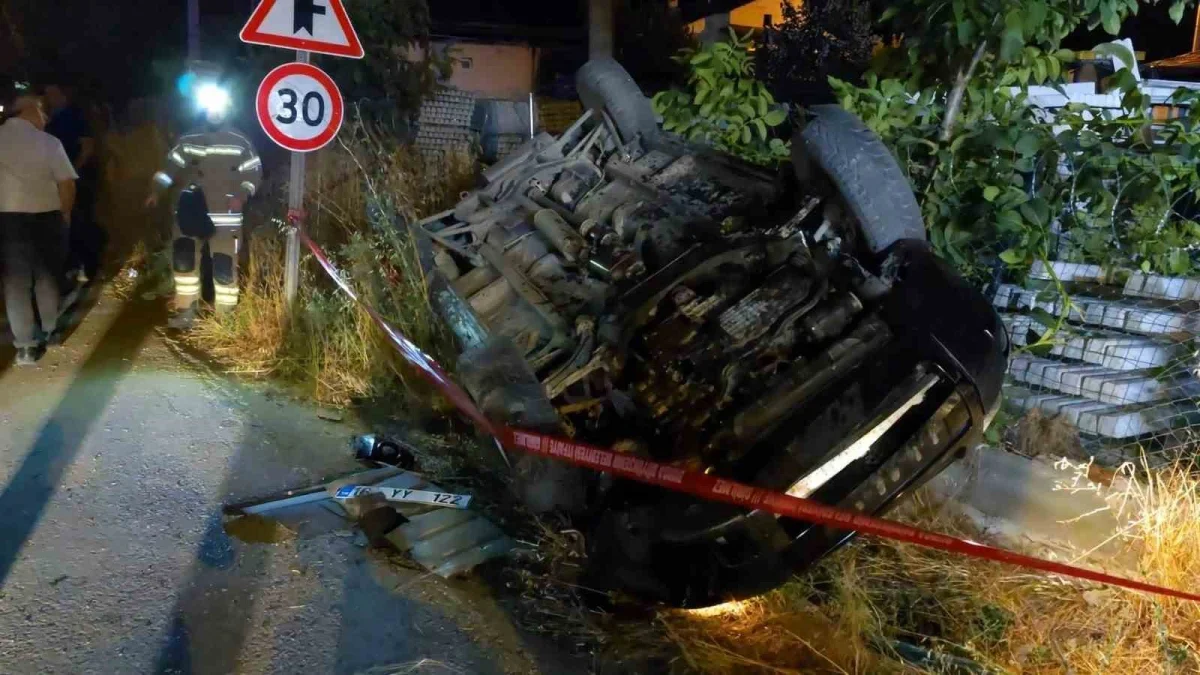 İnegöl'de takla atan cip kazası kamerada: 2 yaralı