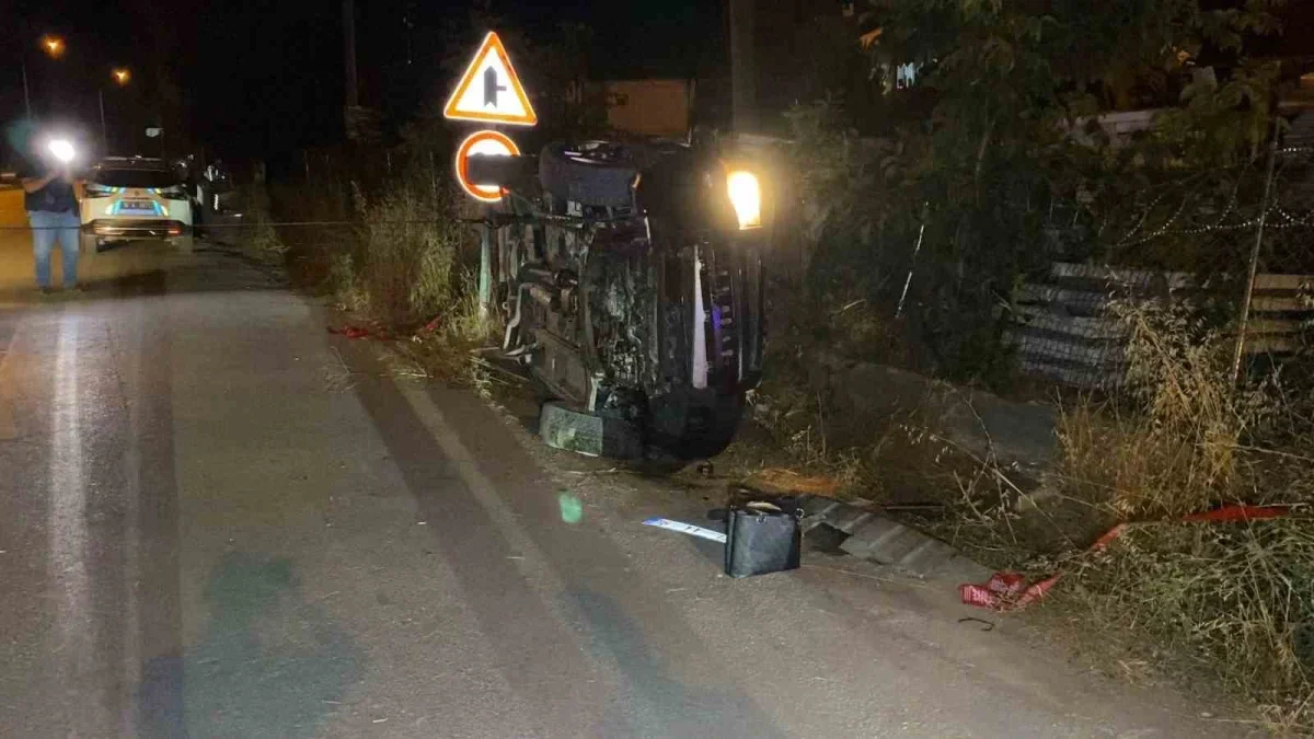 İnegöl'de takla atan cip kazası kamerada: 2 yaralı