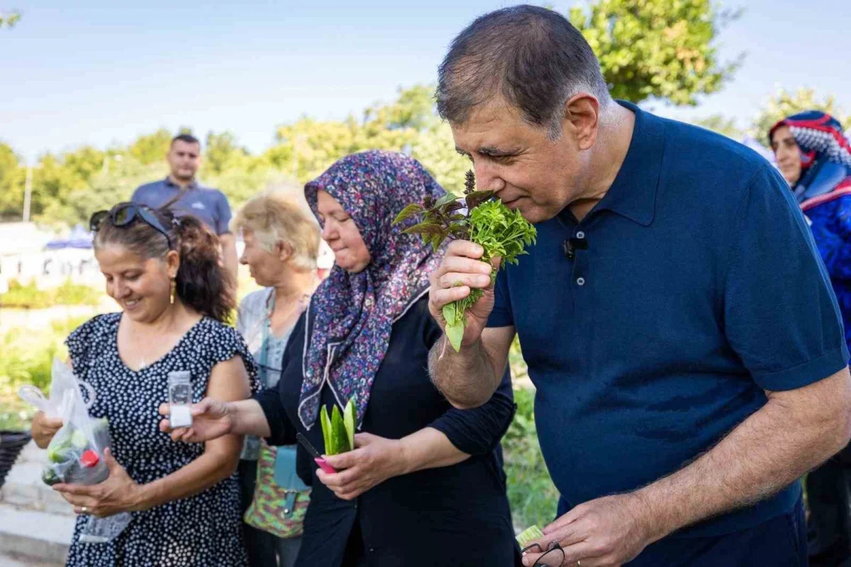 İzmir'de mahalle bostanlarında kadınların hasat sevincine Tugay katıldı