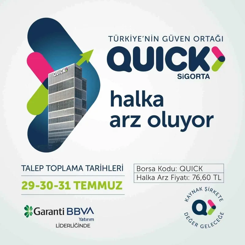Quick Sigorta halka arz oluyor: Talep toplama 29 Temmuz'da