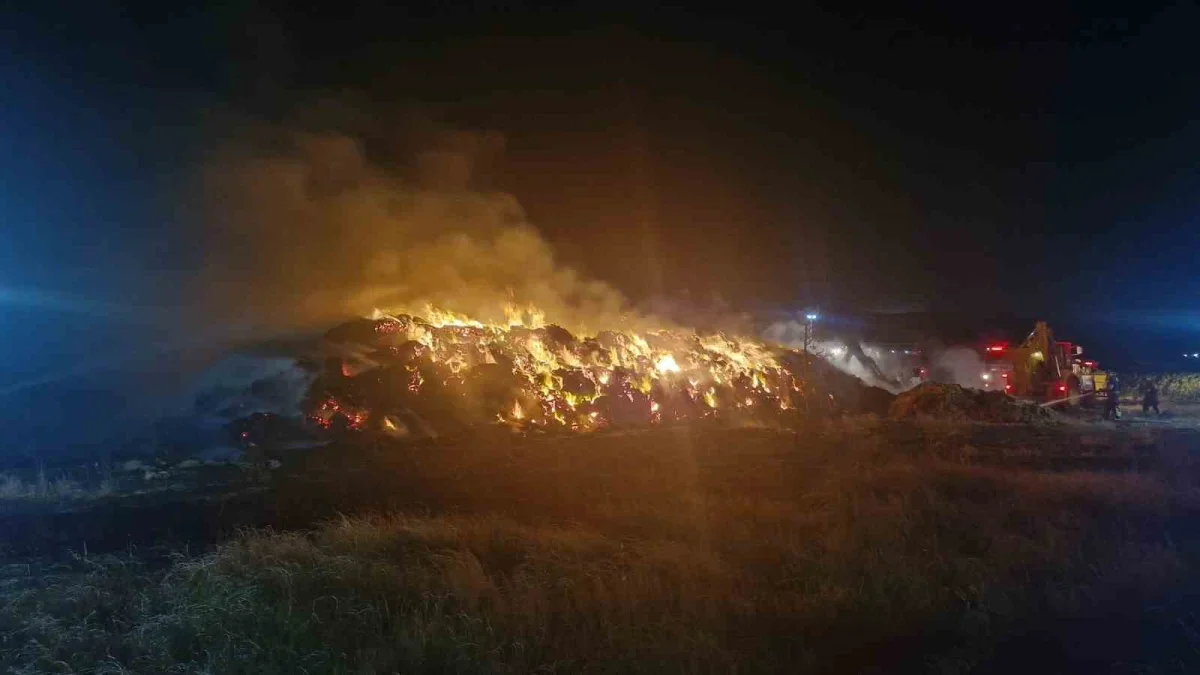 Tekirdağ Saray'da saman balyaları yandı: 2 bin balya kül oldu