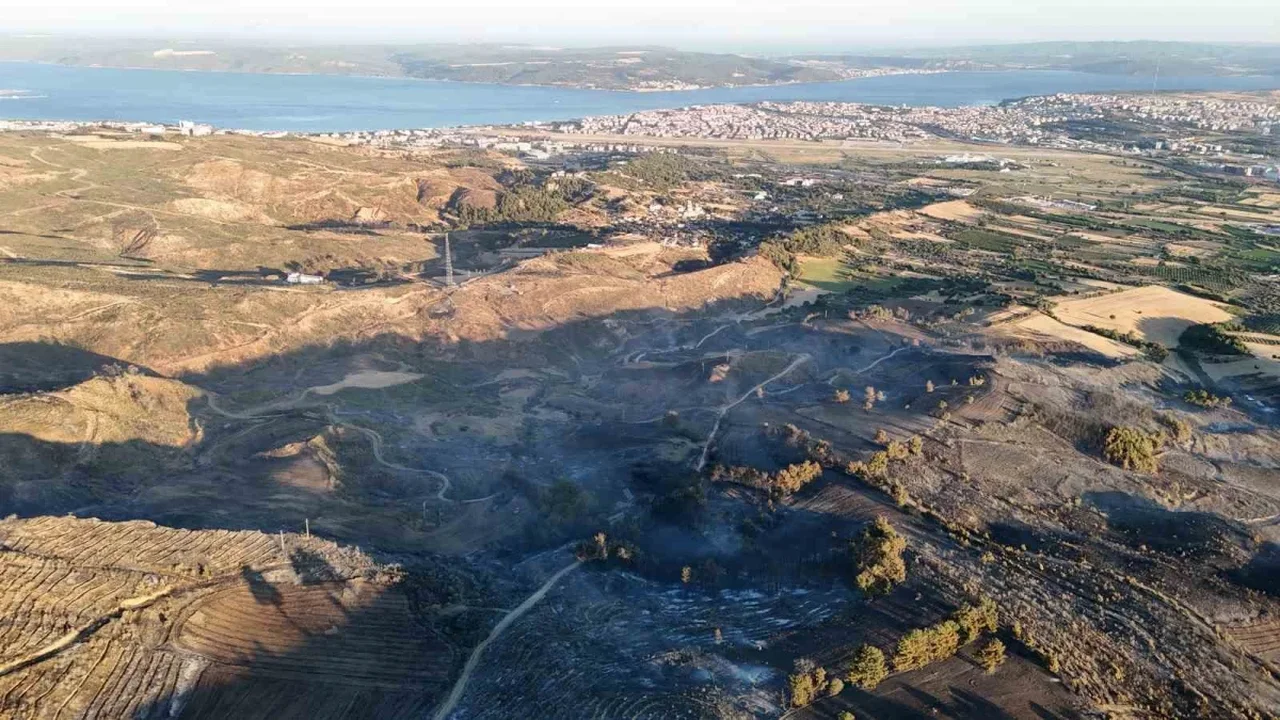 Çanakkale'de yanan alanlar dronla görüntülendi, ateş yasağı geldi
