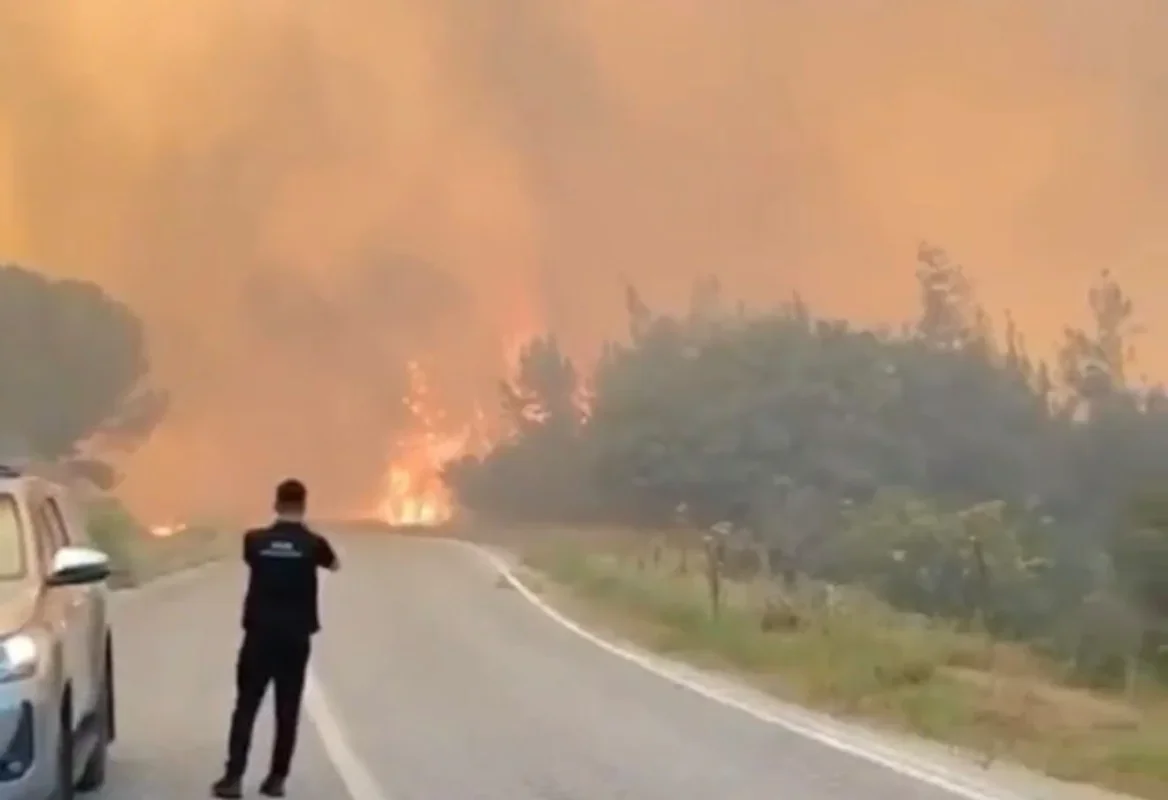 Susurluk'taki orman yangınına havadan ve karadan müdahale