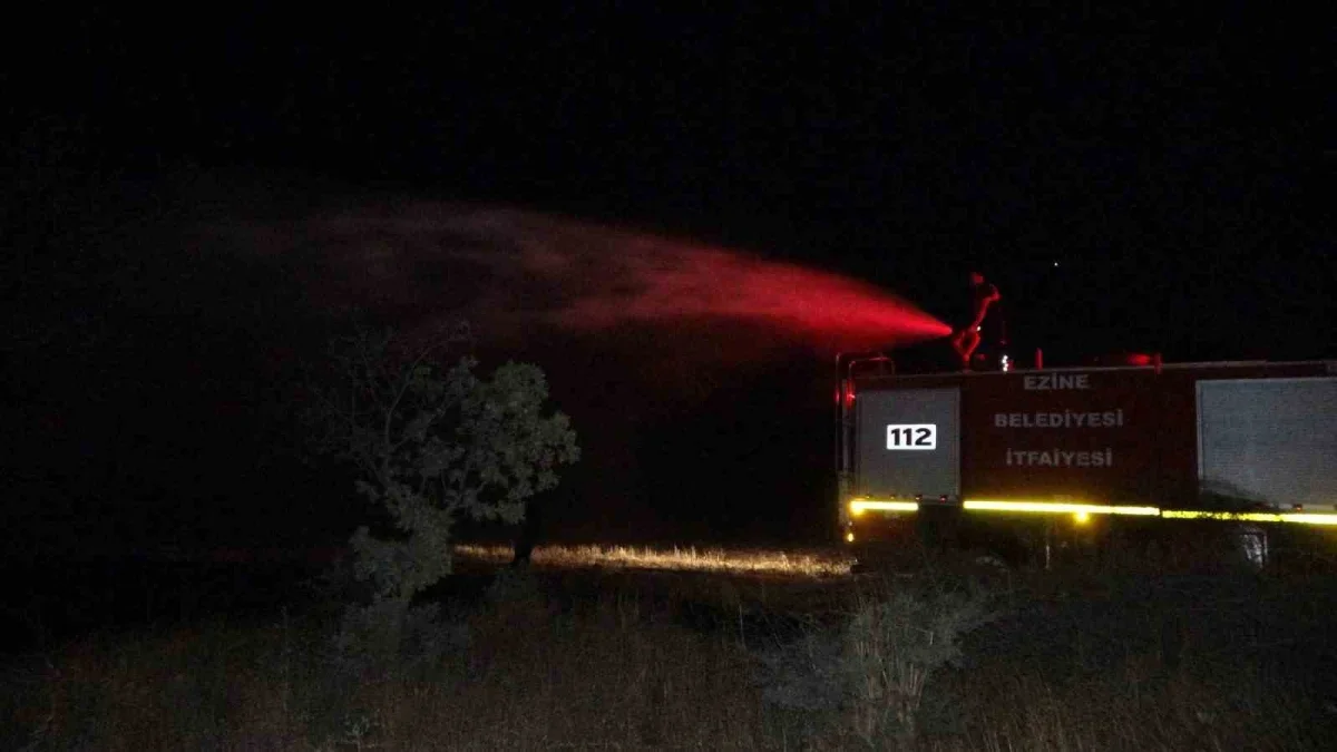 Ezine'deki orman yangınının enerjisi düşürüldü, müdahale sürüyor
