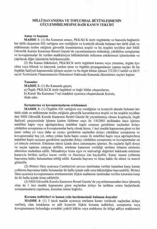 Çerçeve yasa teklifinin detayları açıklandı: 12 madde