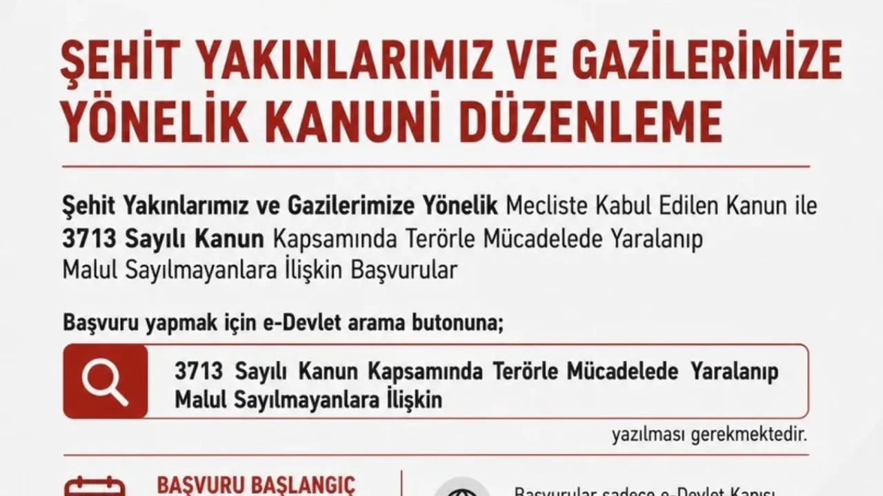 Terörle mücadelede yaralananlara başvuru 1 Eylül 2026'da başlıyor
