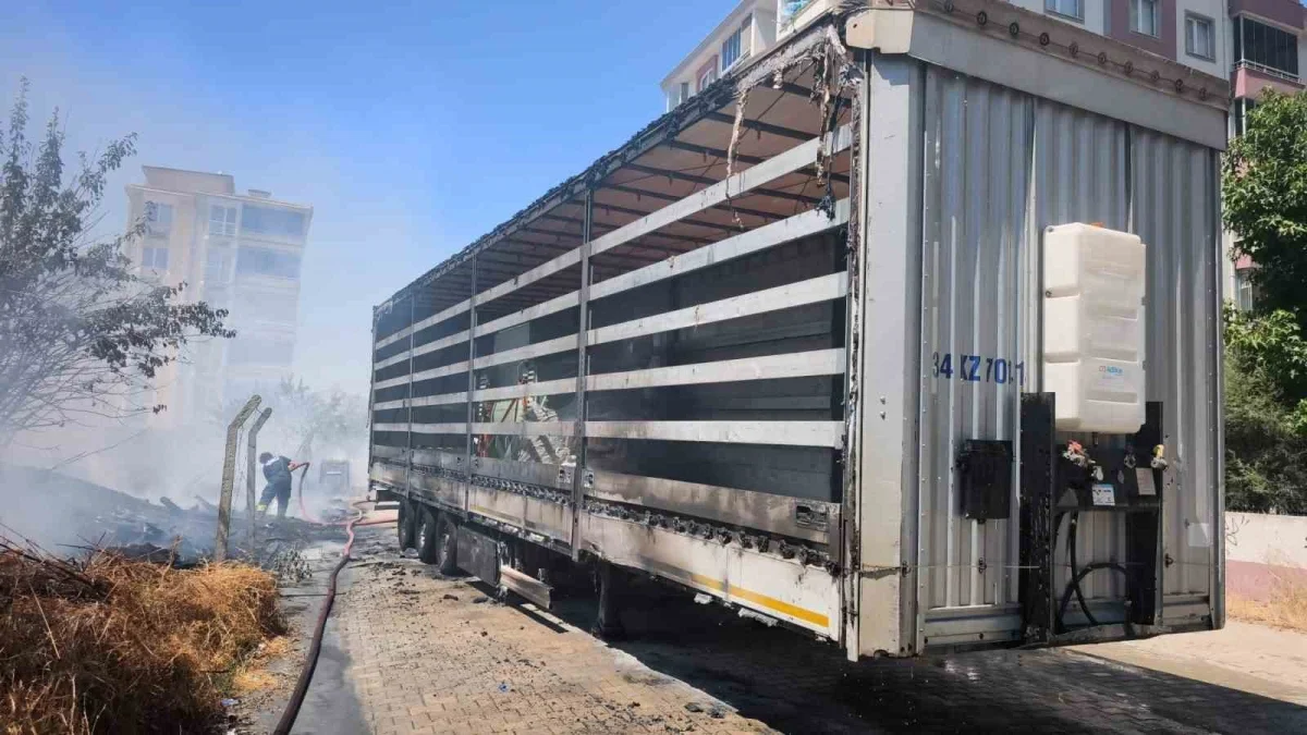 Tekirdağ Çorlu'da ot yangını tır ve iki araca sıçradı