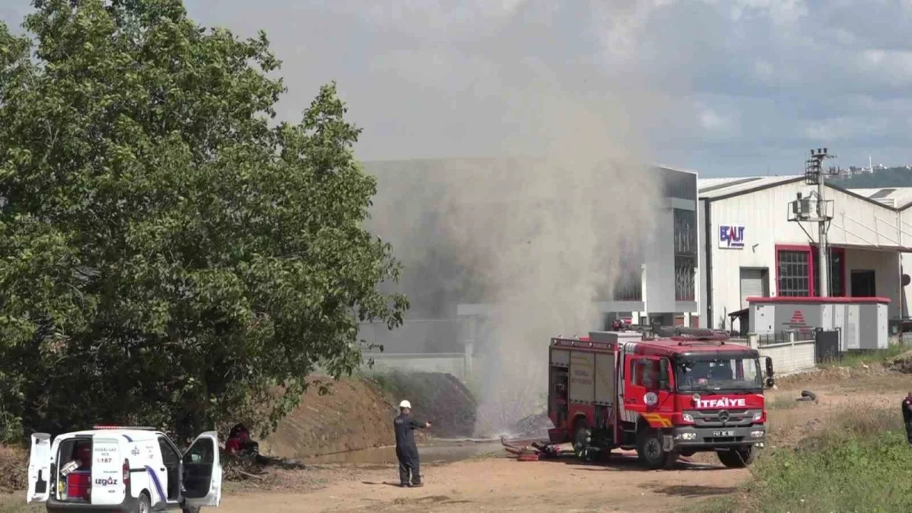 Kocaeli Başiskele'de doğal gaz borusu delindi, gaz havaya yükseldi