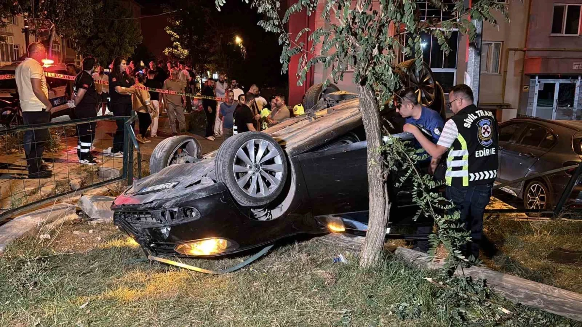 Edirne'de takla atan otomobilde parmağı koptu, arama yapıldı