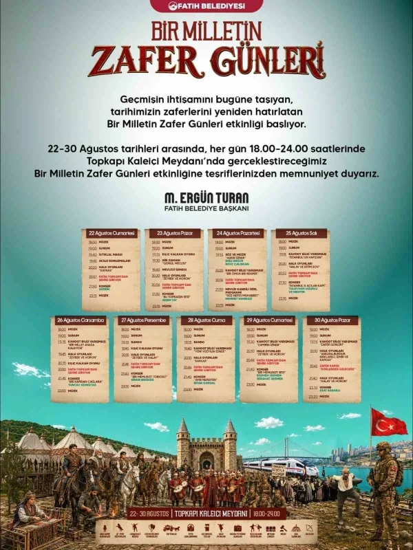 Fatih'te Zafer Günleri başlıyor: 9 gün sürecek program