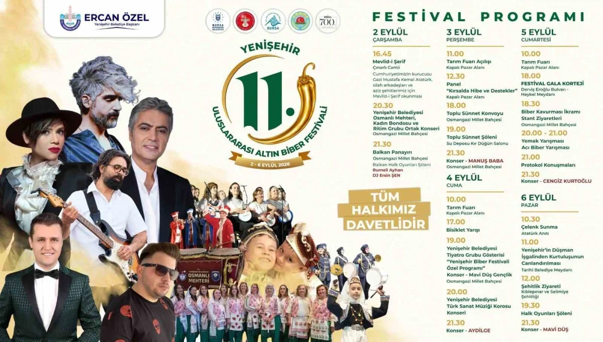 Yenişehir'de 11. Altın Biber Festivali 2 Eylül'de başlıyor