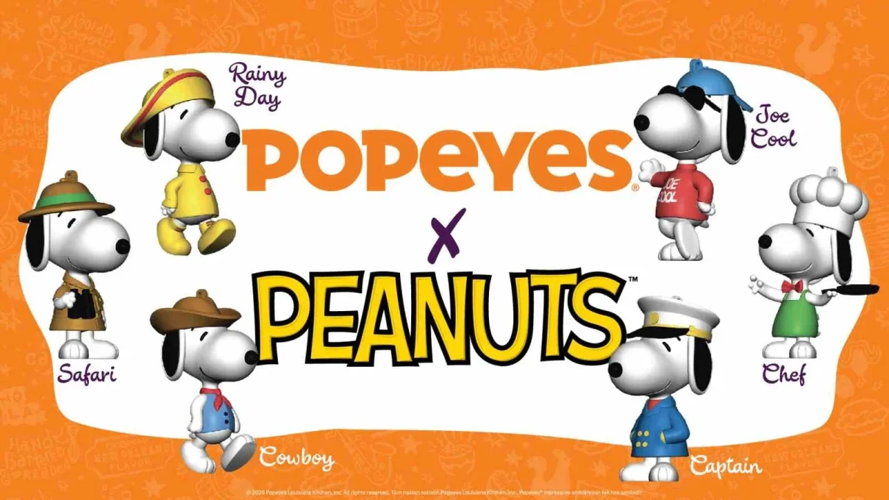 Popeyes, Snoopy'li Çocuk Menüsü için altı charm tasarladı