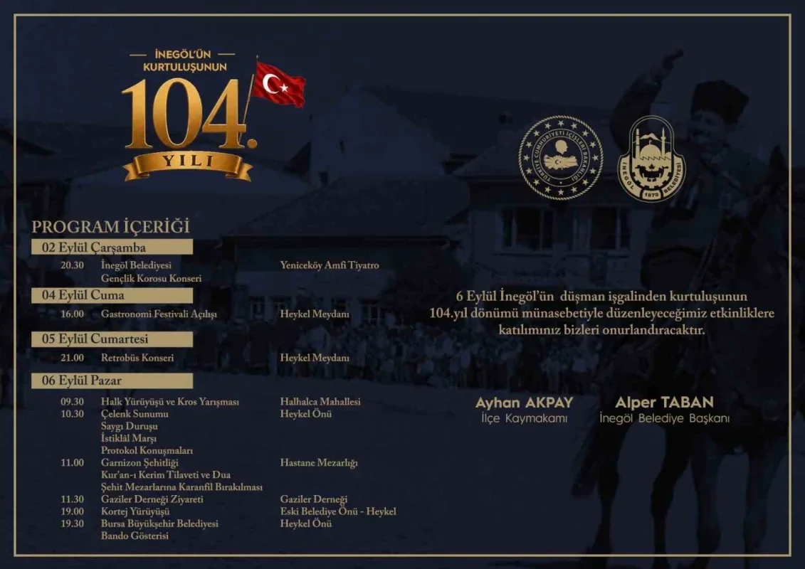 İnegöl'ün kurtuluşunun 104. yılı için etkinlik takvimi açıklandı