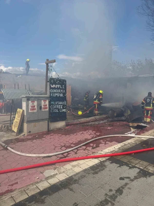 Edremit'te iş yeri yangını: Altınkum'da alevler söndürüldü