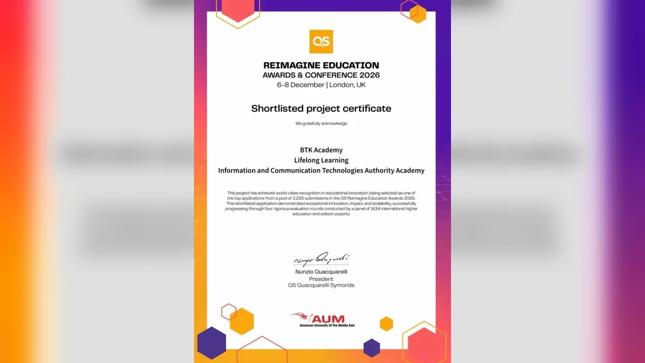 BTK Akademi, QS Reimagine Education Awards 2026'da kısa listede