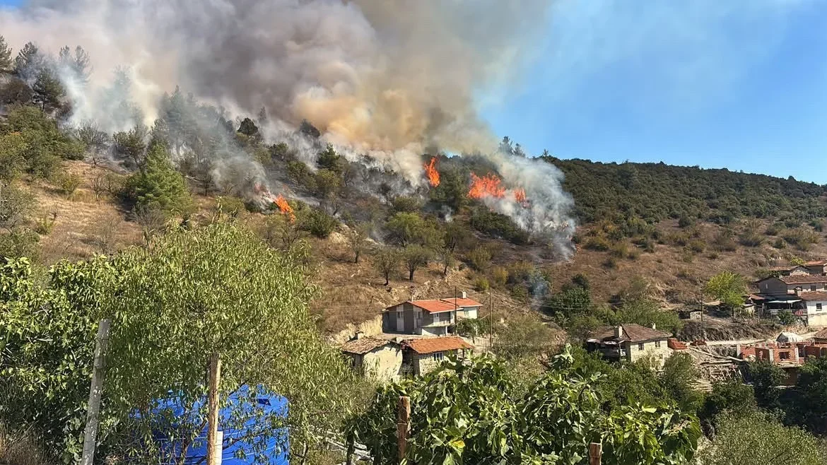 Büyükorhan orman yangınına havadan ve karadan müdahale sürüyor