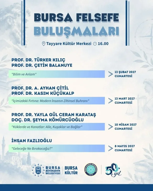 Bursa Felsefe Buluşmaları 10 Ekim'de Tayyar Kültür Merkezi'nde
