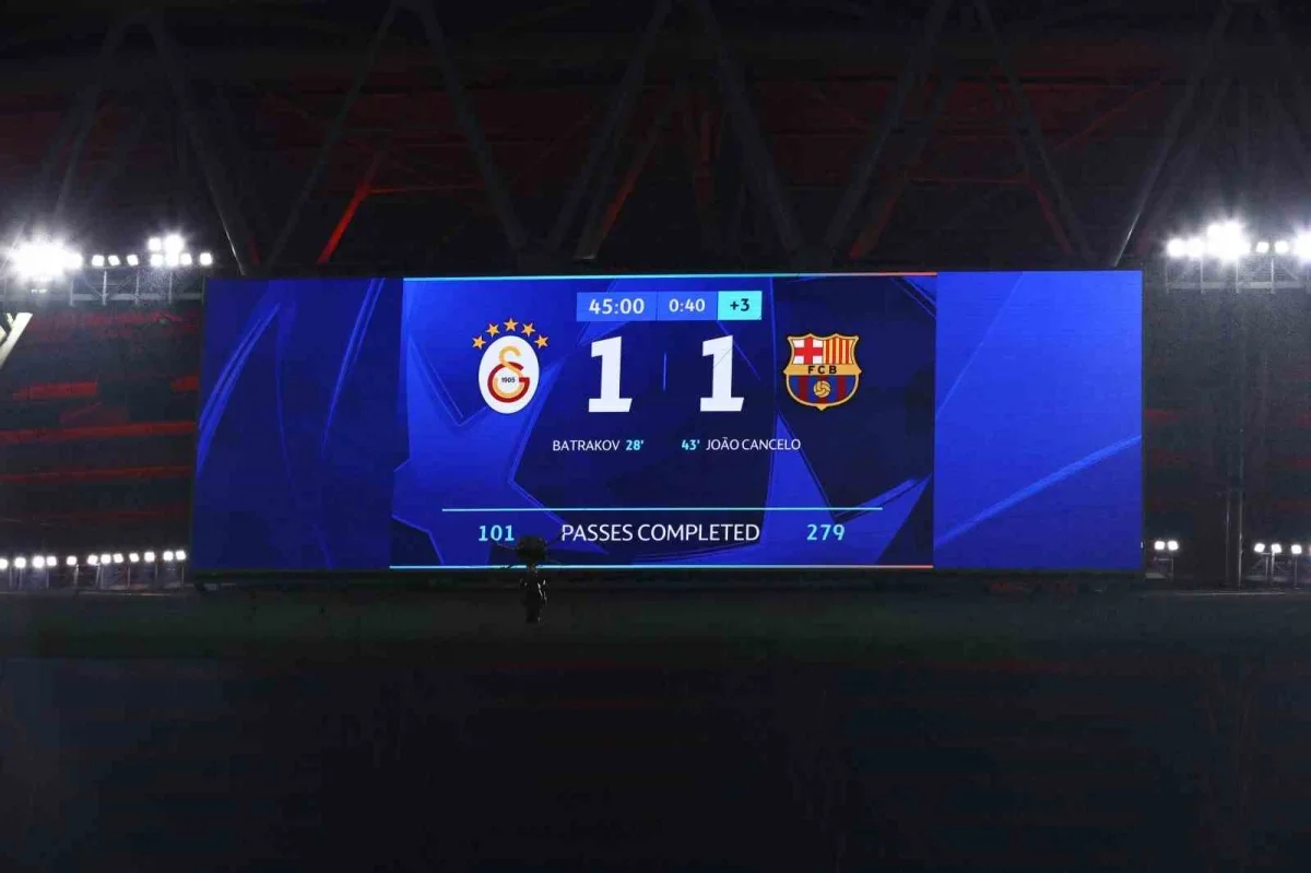 Galatasaray-Barcelona maçında ilk yarı 1-1 bitti