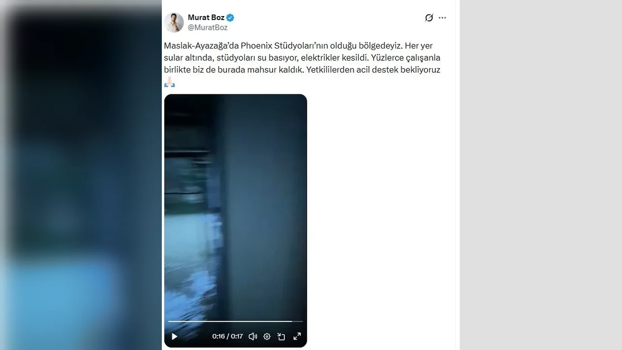 Murat Boz, Ayazağa'daki su baskınında mahsur kaldı