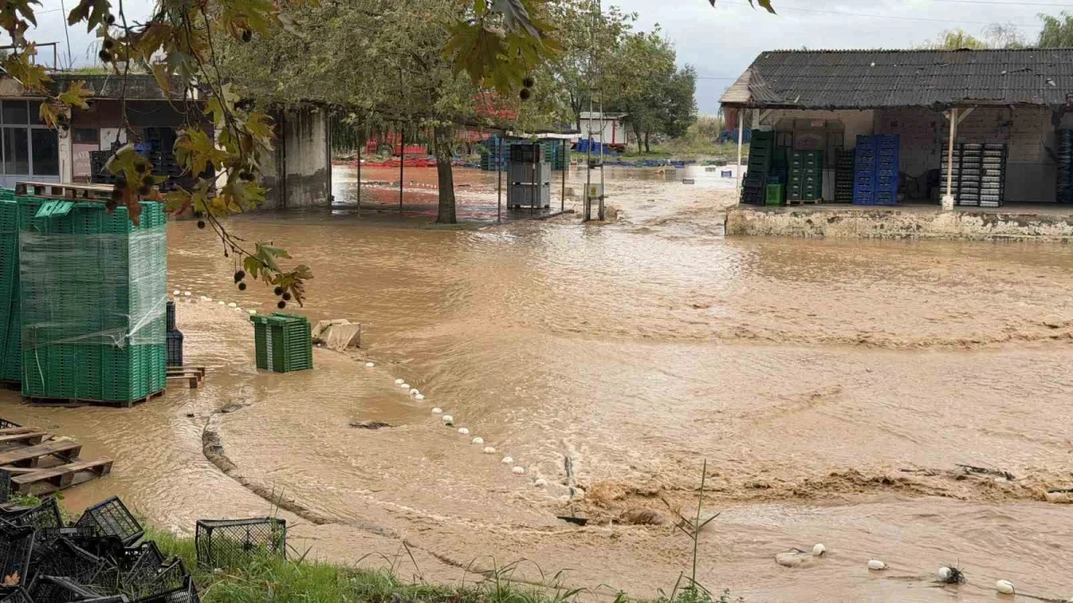 İznik'te dere taştı, mahalle ve sebze hali su altında