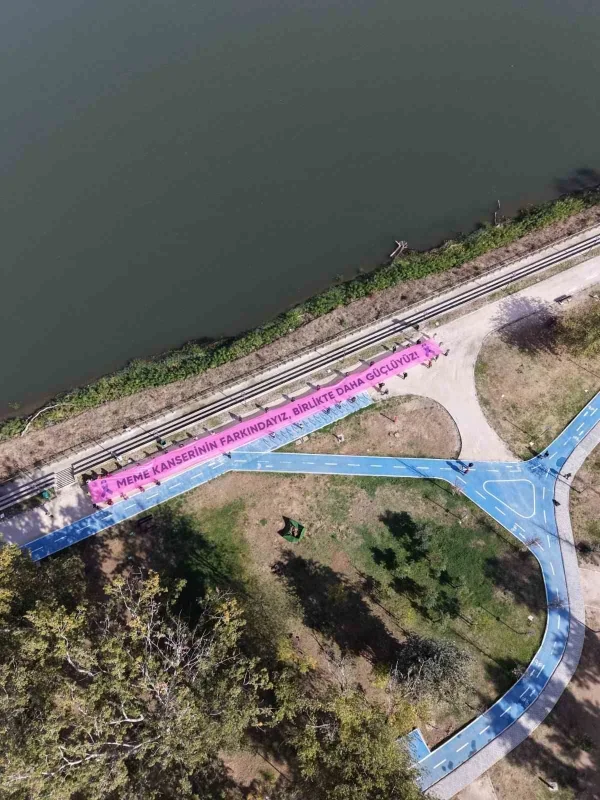 Edirne'de meme kanseri için 18 metrelik pembe afiş