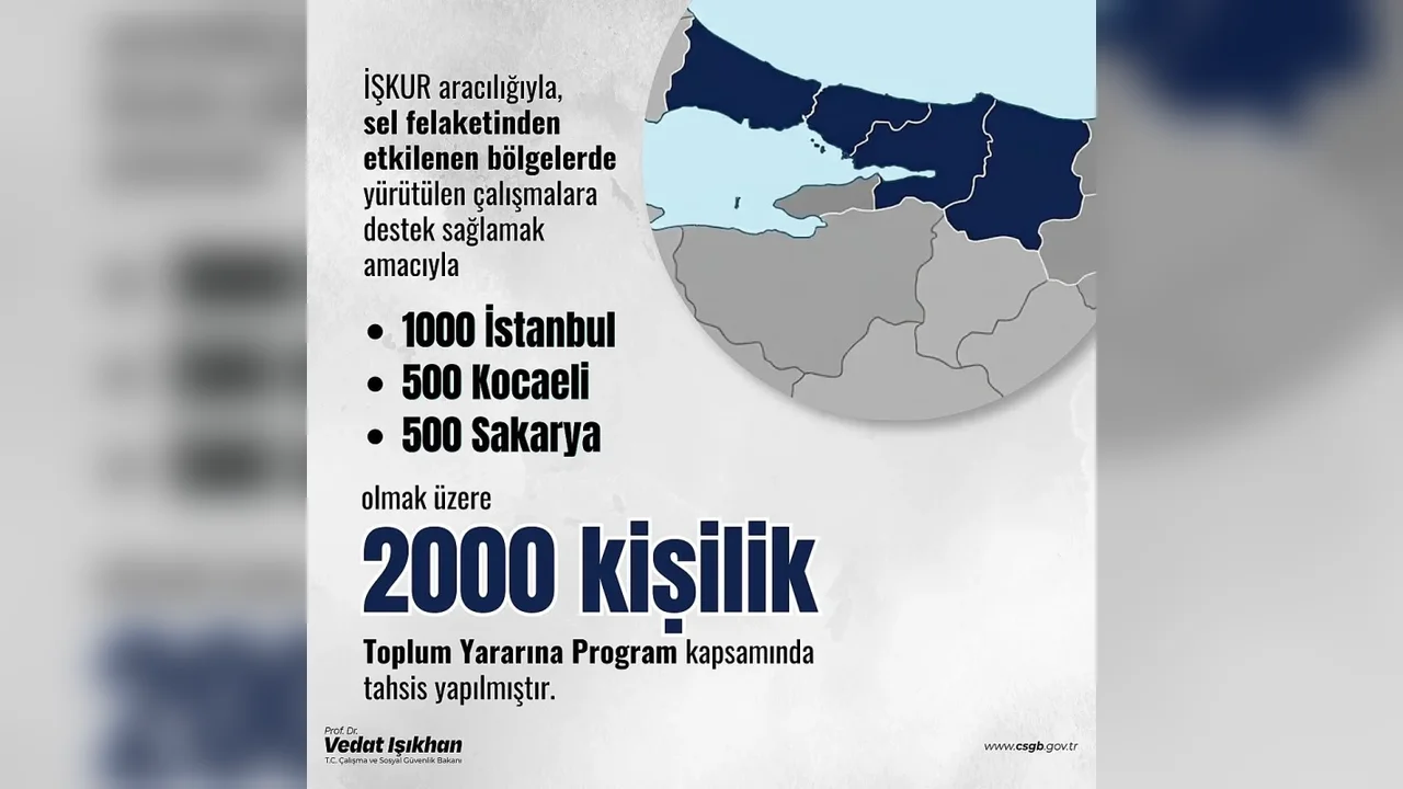 Marmara'daki sel için 2 bin kişilik İŞKUR kontenjanı