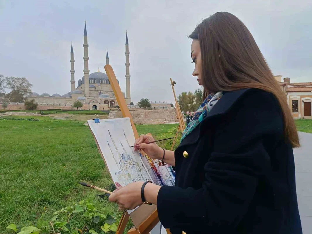 Edirne'de Selimiye Camii ressamlara ilham verdi