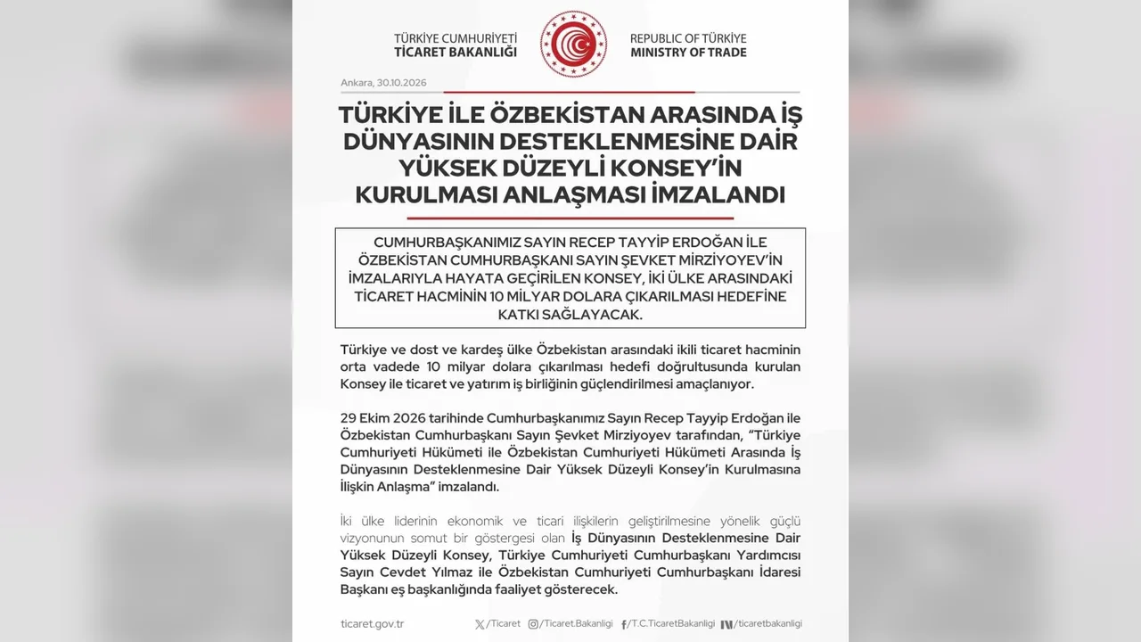 Türkiye-Özbekistan ticareti için konsey kuruldu