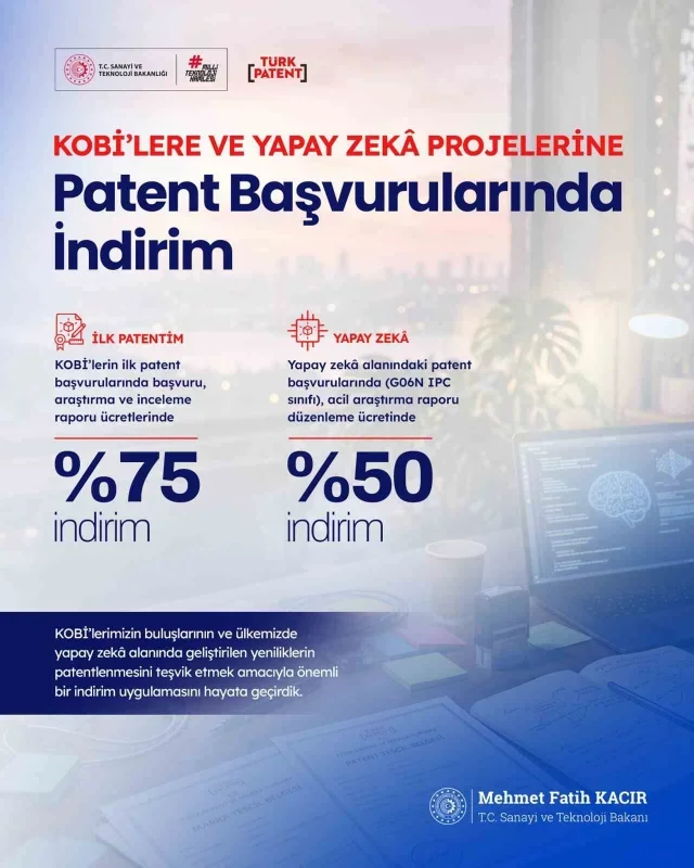 KOBİ'lerin patent başvurularına yüzde 75 indirim