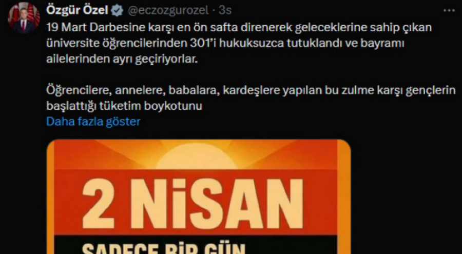 Özgür Özel'den Tüketim Boykotu Çağrısı: Soruşturma Başlatıldı